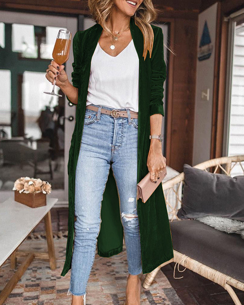 Hana - Lang fluwelen vest