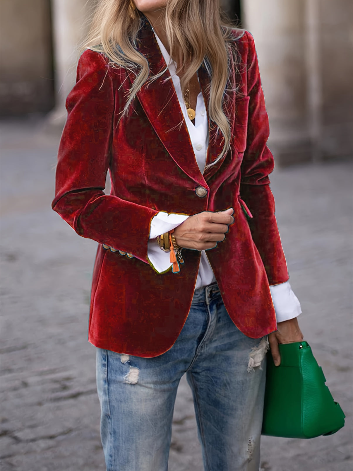 Haydee - Stijlvolle All-Season Fluwelen Blazer voor Vrouwen