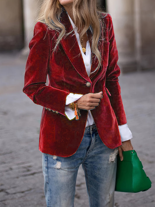 Haydee - Stijlvolle All-Season Fluwelen Blazer voor Vrouwen