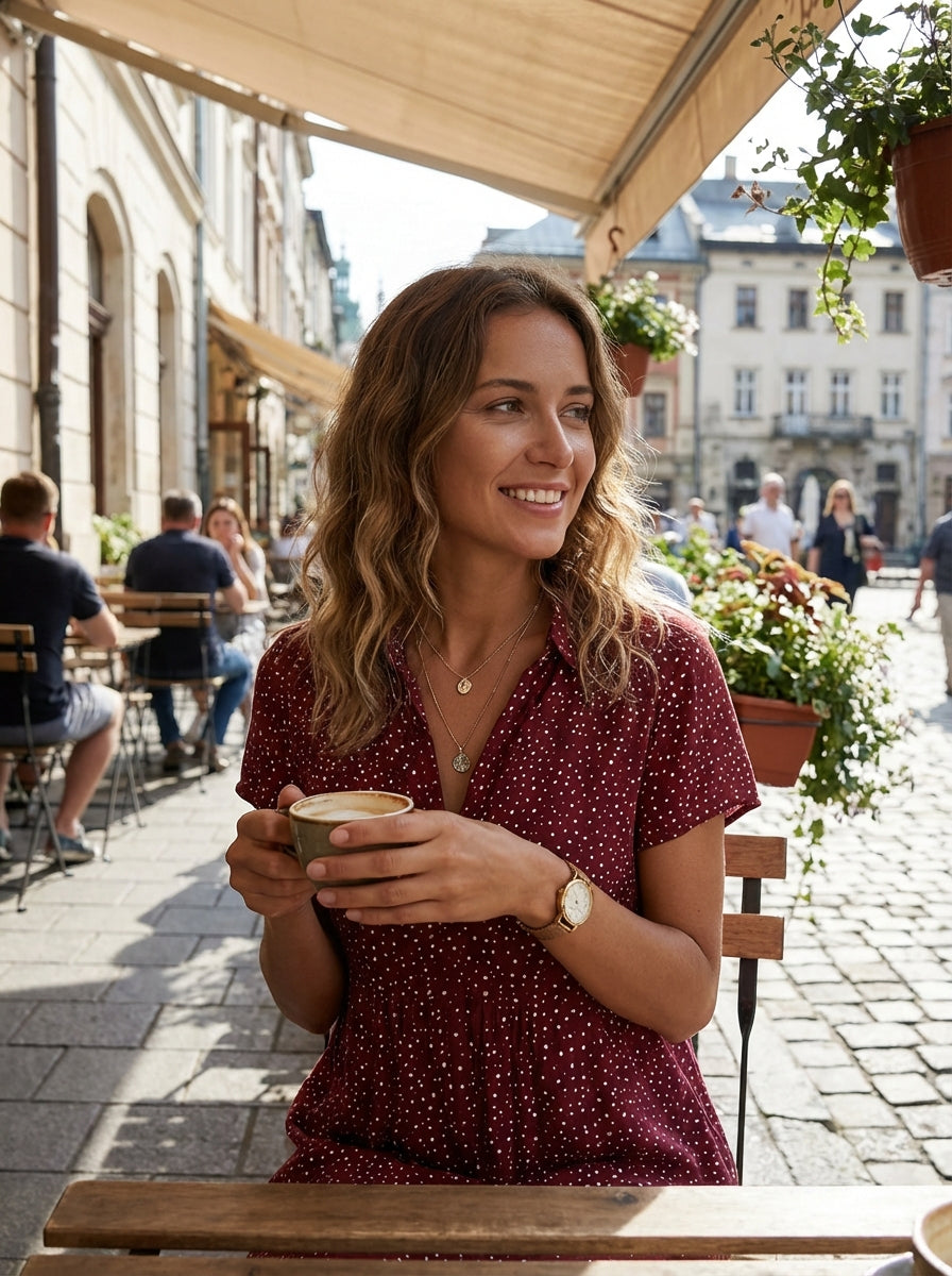Dames Getailleerde Jurk – Korte Mouwen, Geschikt voor Lente en Zomer