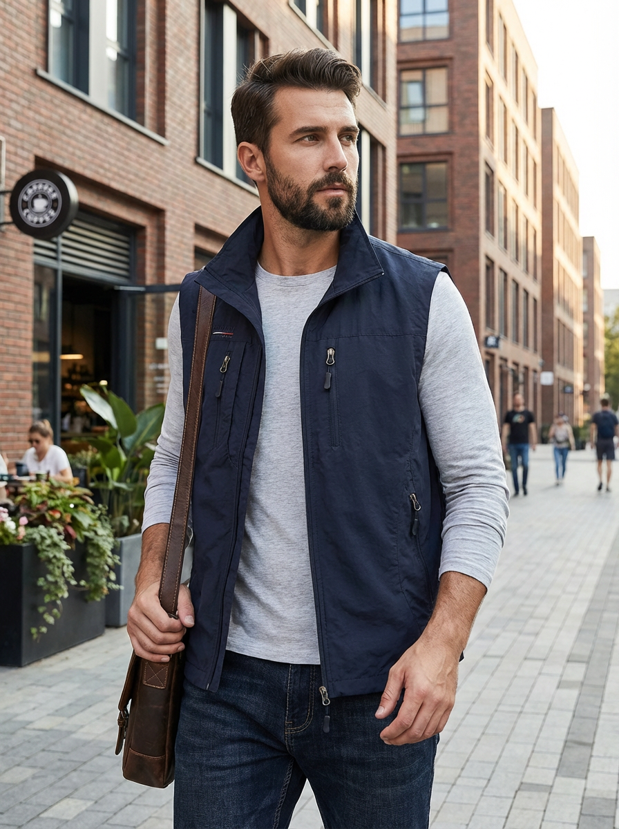 Heren Lichtgewicht Bodywarmer – Met Rits en Zakken, Geschikt voor Lente en Herfst
