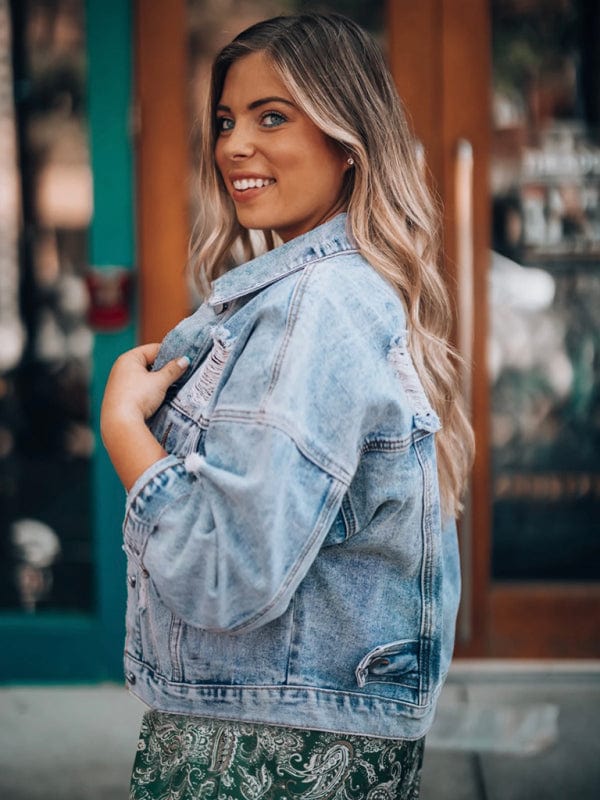 Hillary - Oversized Spijkerjack Met Vintage Look