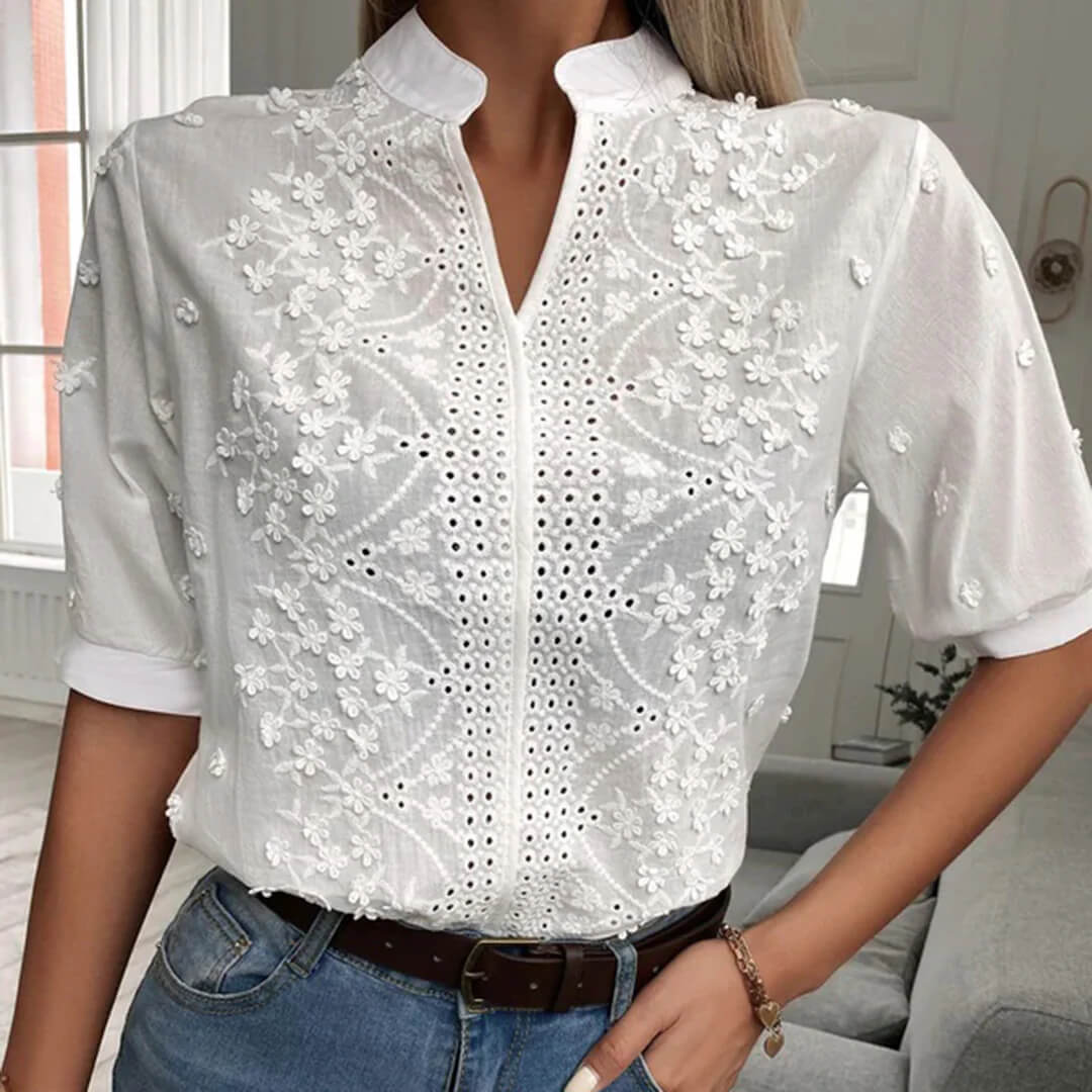 Hue - Witte Modieuze Blouse