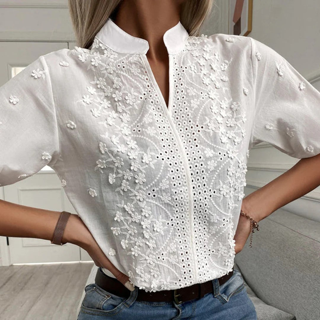 Hue - Witte Modieuze Blouse
