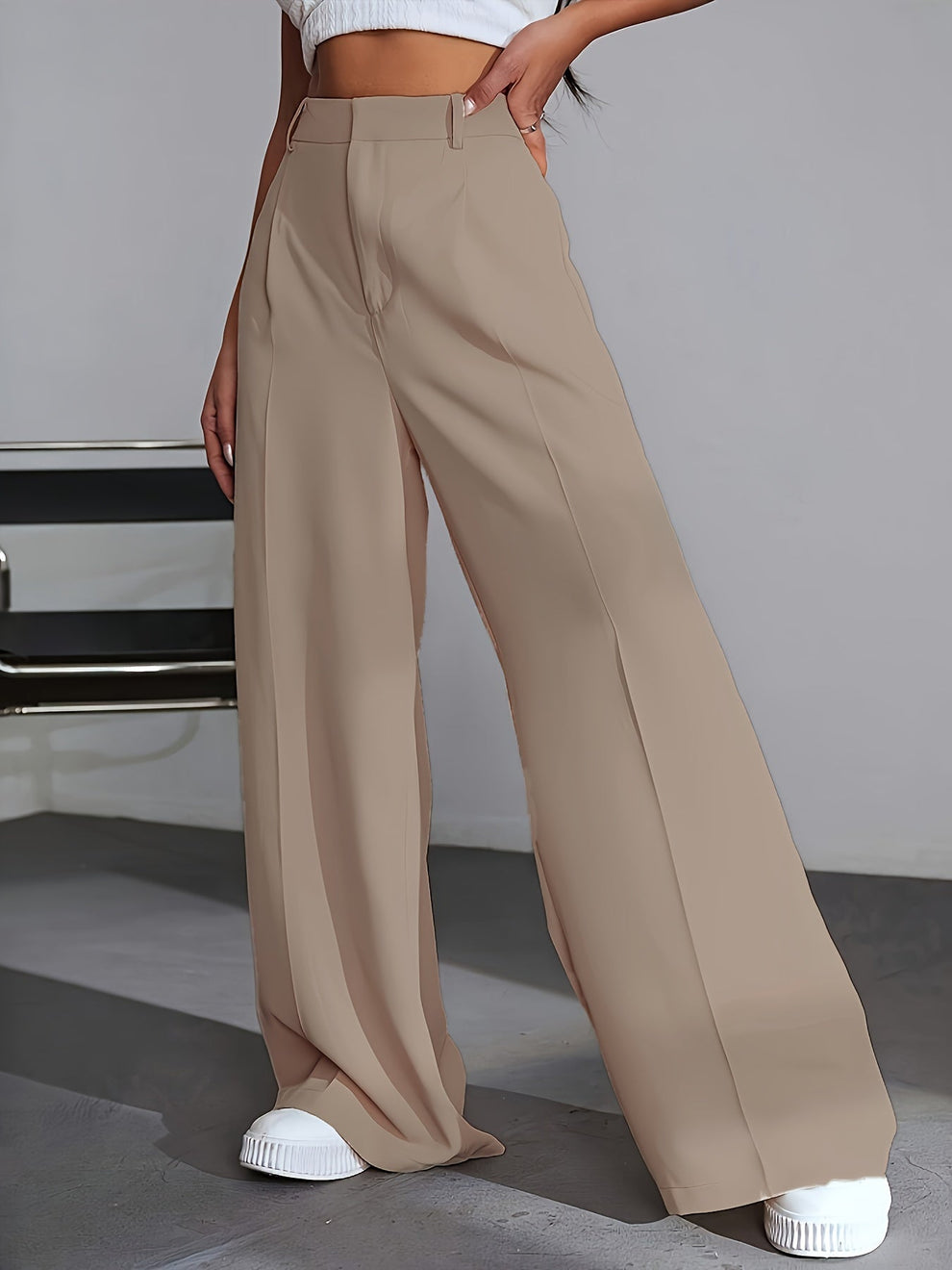 Iara - Hoge Taille Broek Met Wijde Pijpen