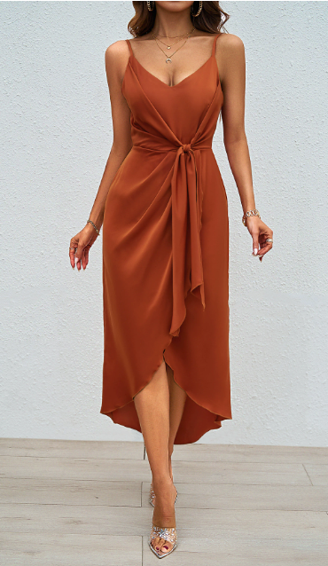 Zaylin - V-Hals Jurk Met Knoopdetail