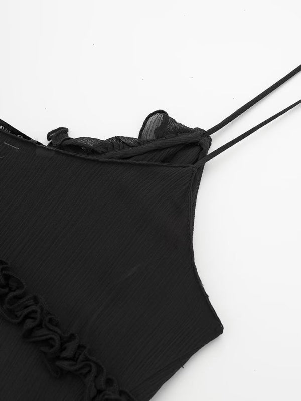 Rachelle | Romantische Camisole Top voor Dames, Mouwloos, Transparant en Gelaagd – Perfect voor Lente en Zomer