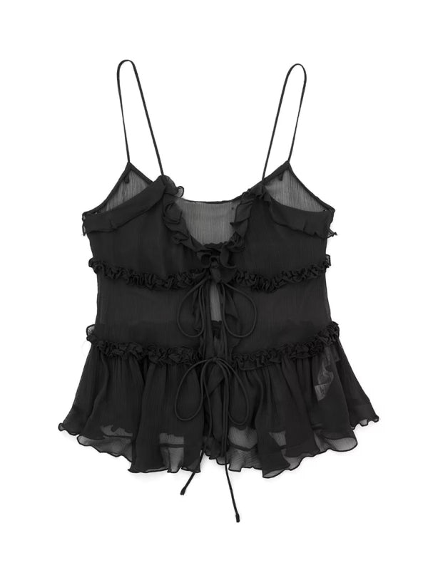 Rachelle | Romantische Camisole Top voor Dames, Mouwloos, Transparant en Gelaagd – Perfect voor Lente en Zomer