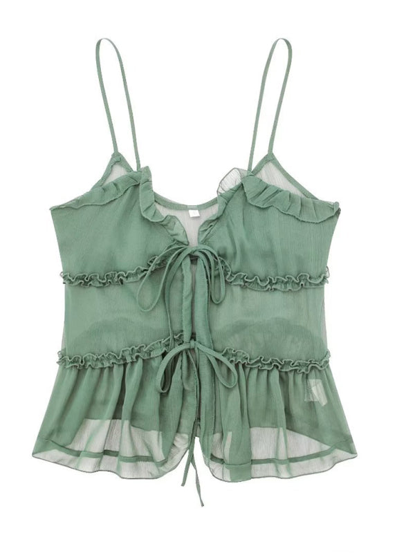 Rachelle | Romantische Camisole Top voor Dames, Mouwloos, Transparant en Gelaagd – Perfect voor Lente en Zomer