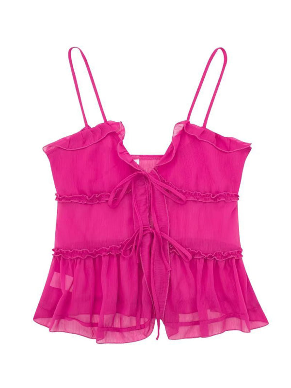 Rachelle | Romantische Camisole Top voor Dames, Mouwloos, Transparant en Gelaagd – Perfect voor Lente en Zomer