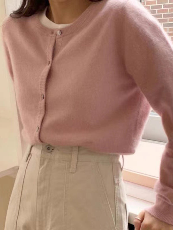 Ronde nek gebreid vest voor dames