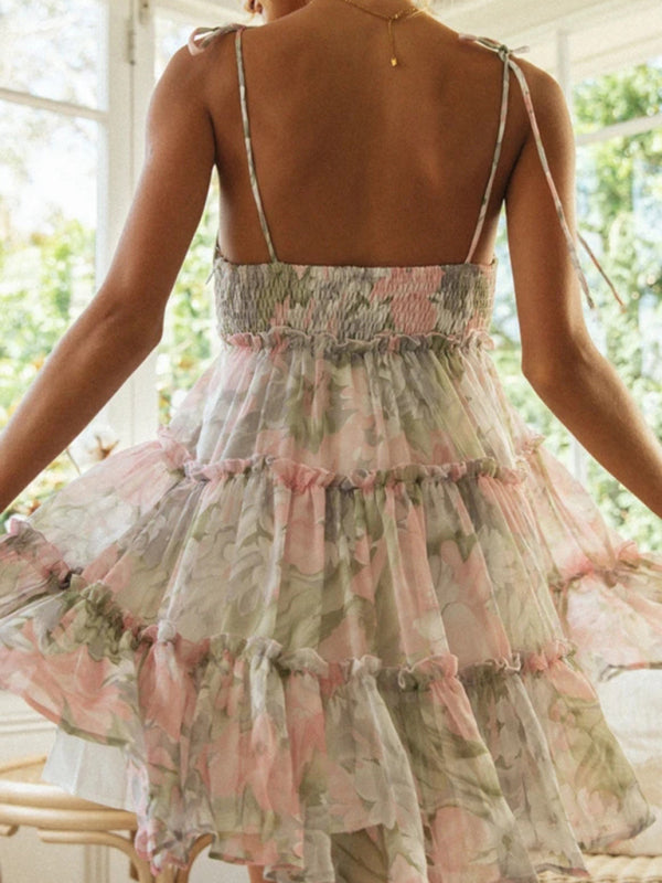 Anoeska | Dames Suspender Jurk met All-Over Print – Verleidelijke Resortstijl voor Zomeravonden