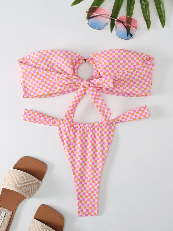 Mien | Bandeau Bikini voor Dames, Romantisch Bloemenpatroon, Hoge Elasticiteit, Voor Lente en Zomer