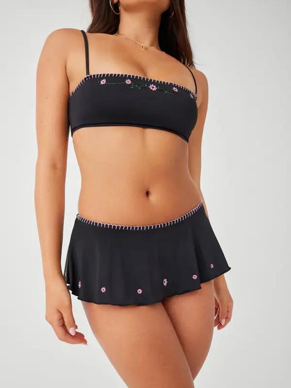 Nieuwe splitrok-stijl sexy bikini met hoge taille en bretels