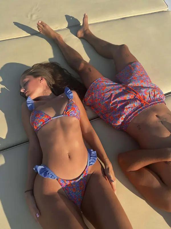 Arjanne | Dames Bikini – Sexy Tweedelige Bikini met Ruffles en Verleidelijke Split