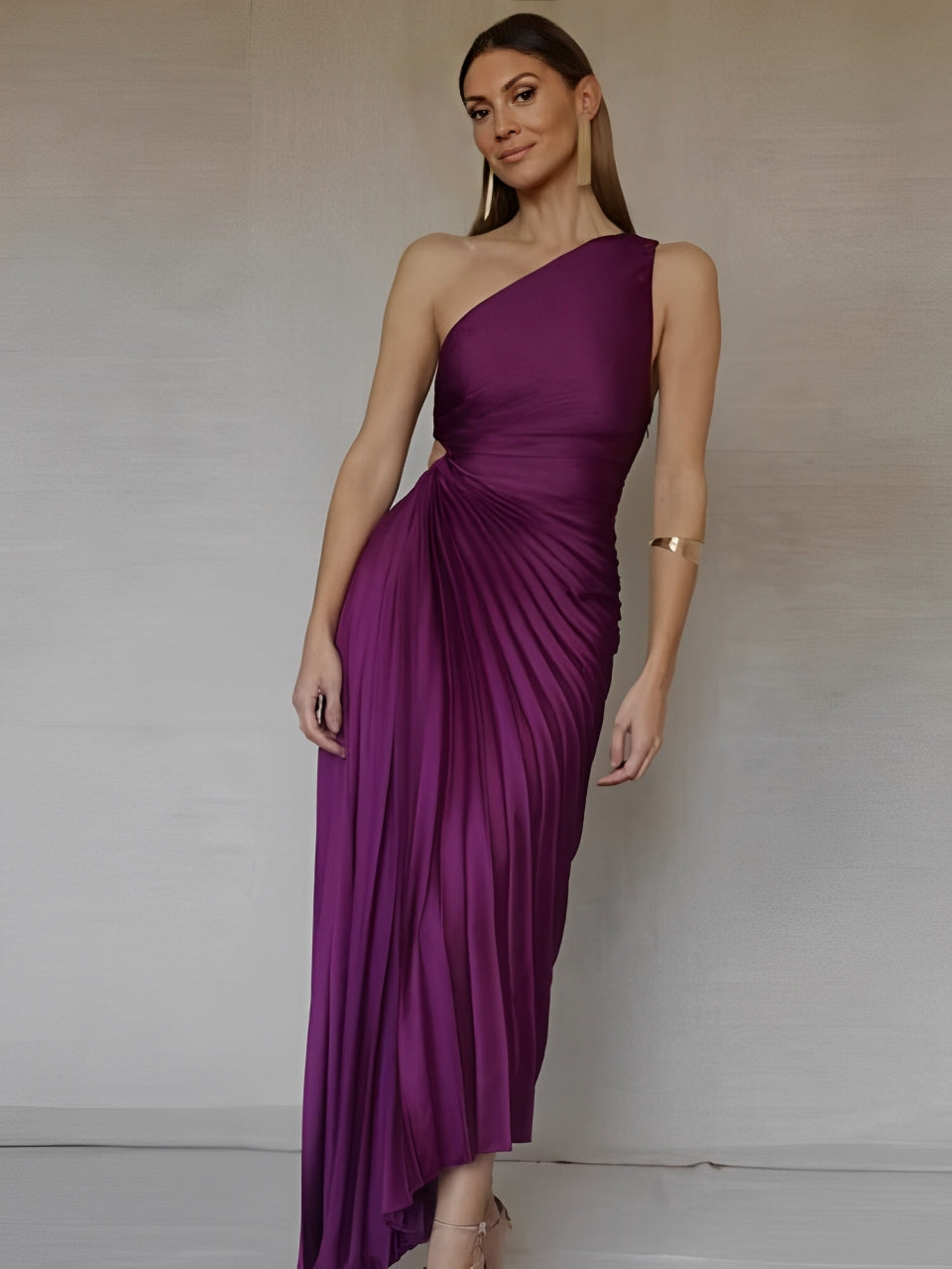 Jeniffer | Dames Maxi-jurk – Plooiend Design, Kraagdetail, Luchtige Pasvorm voor Lente & Zomer