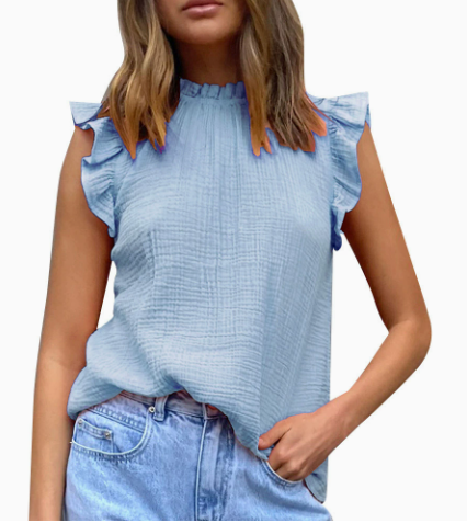 Isabelle | Dames T-shirt – Relaxed Fit – Geplooide Hals & Ruchemouwen – Natuurlijke Vezels