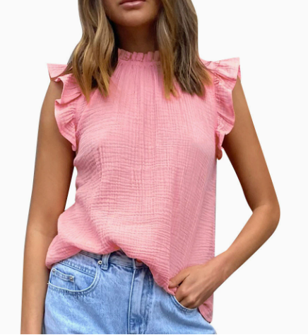 Isabelle | Dames T-shirt – Relaxed Fit – Geplooide Hals & Ruchemouwen – Natuurlijke Vezels
