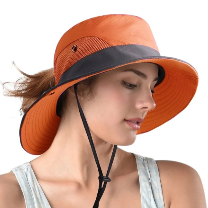 Dames UV-Beschermende Hoed – Met Verstelbare Band, Geschikt voor Zomer en Outdoor Activiteiten