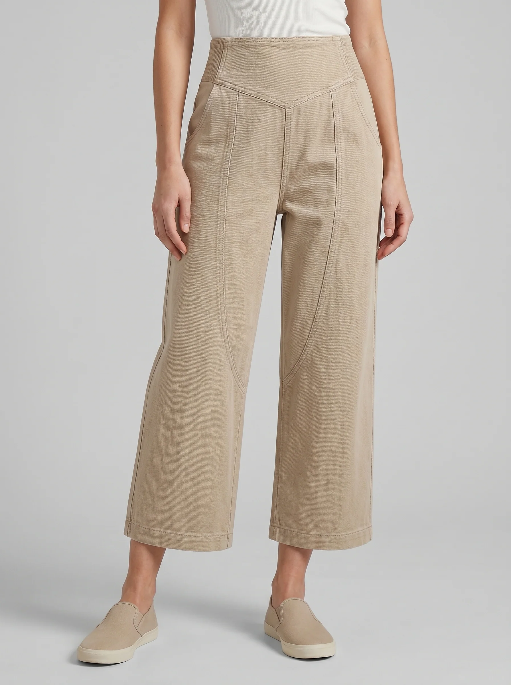 Dames High-Waisted Broek – Wijde Pasvorm met Elastische Taille voor Dagelijks Gebruik