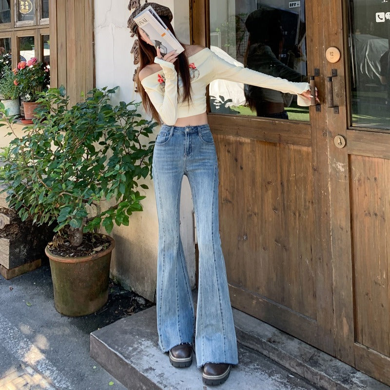 Jolette flared jeans dames | Denim broek met zakken en elegante pasvorm