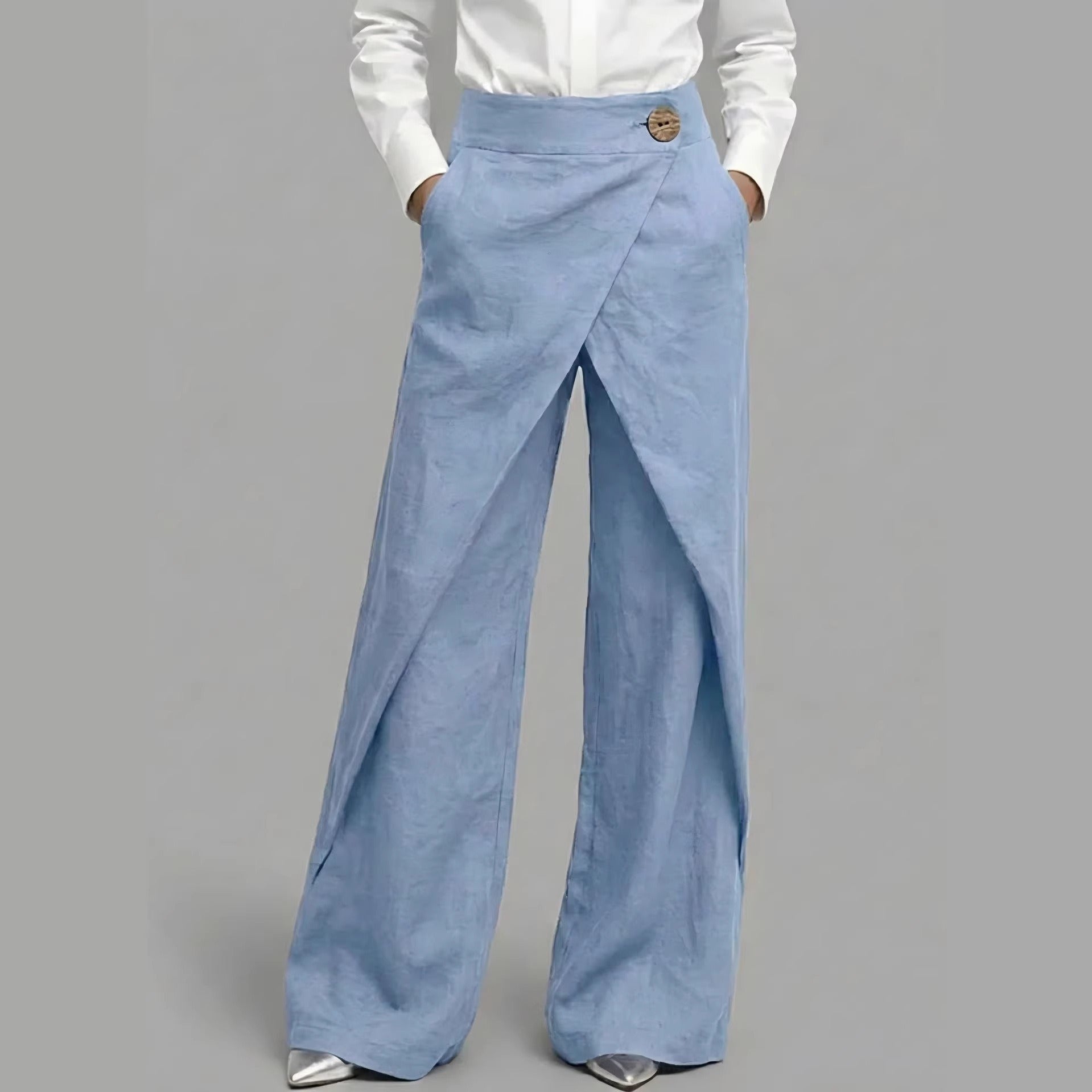 Penelope - Asymmetrische Gelaagde Wijde Broek met Knopen