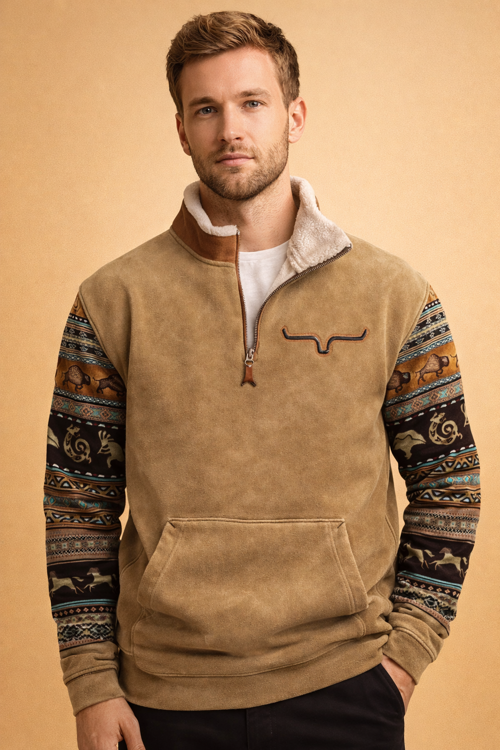 Sweter męski rozpinany na suwak - ciepły – widok produktu 3 | Ionotix