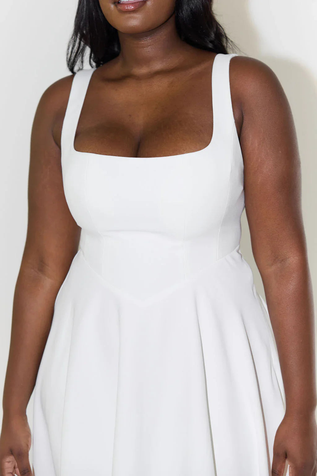 Ivette - Midi Jurk Met Hoge Taille En Vierkante Hals