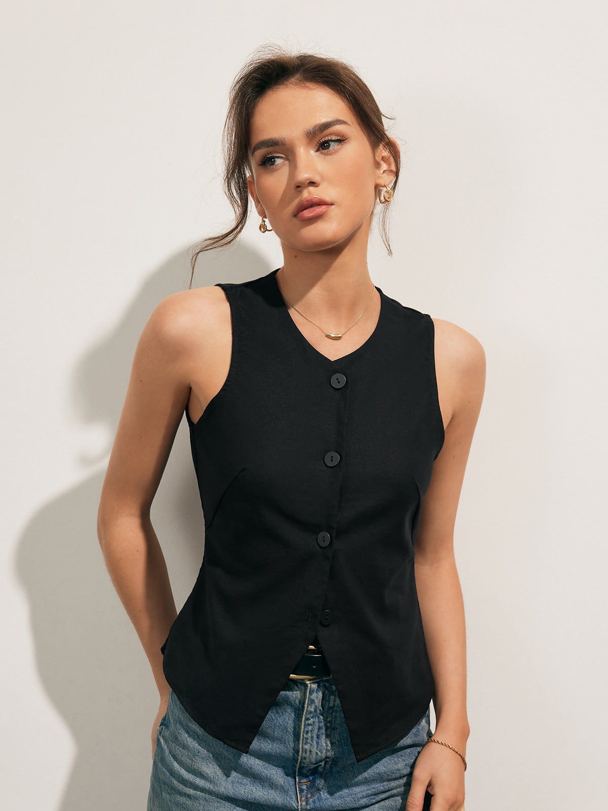 Jackie | Dames tanktop met linnenmix en ronde hals voor casual looks