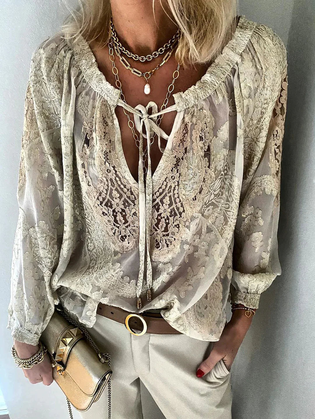Jacqueline - Unieke Blouse Met Kanten Details