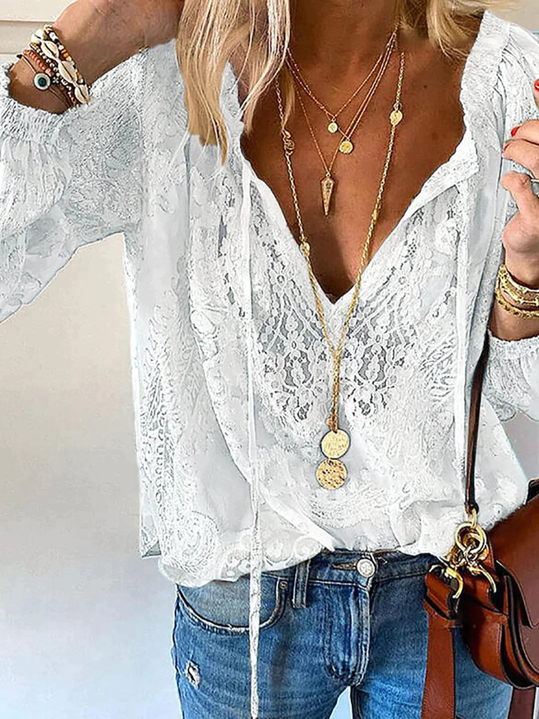 Jacqueline - Unieke Blouse Met Kanten Details