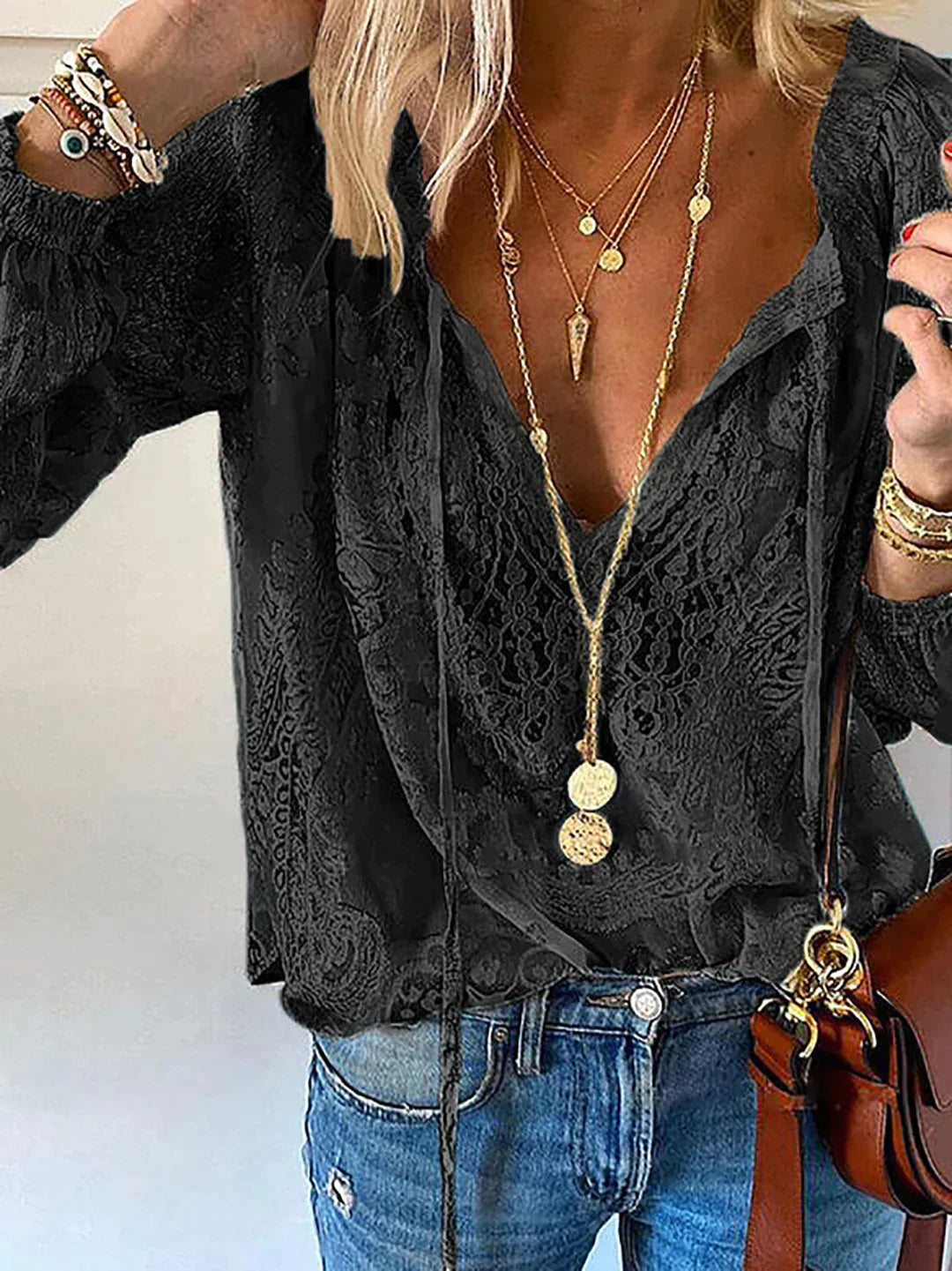 Jacqueline - Unieke Blouse Met Kanten Details