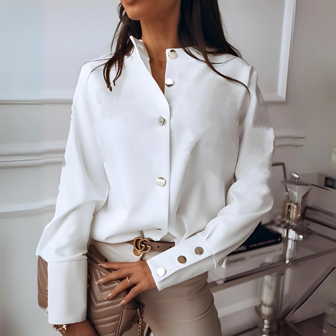 Jexlyn Elegante Blouse voor Dames met Stijlvolle Knoopdetails | Tijdloos Design voor Elke Gelegenheid