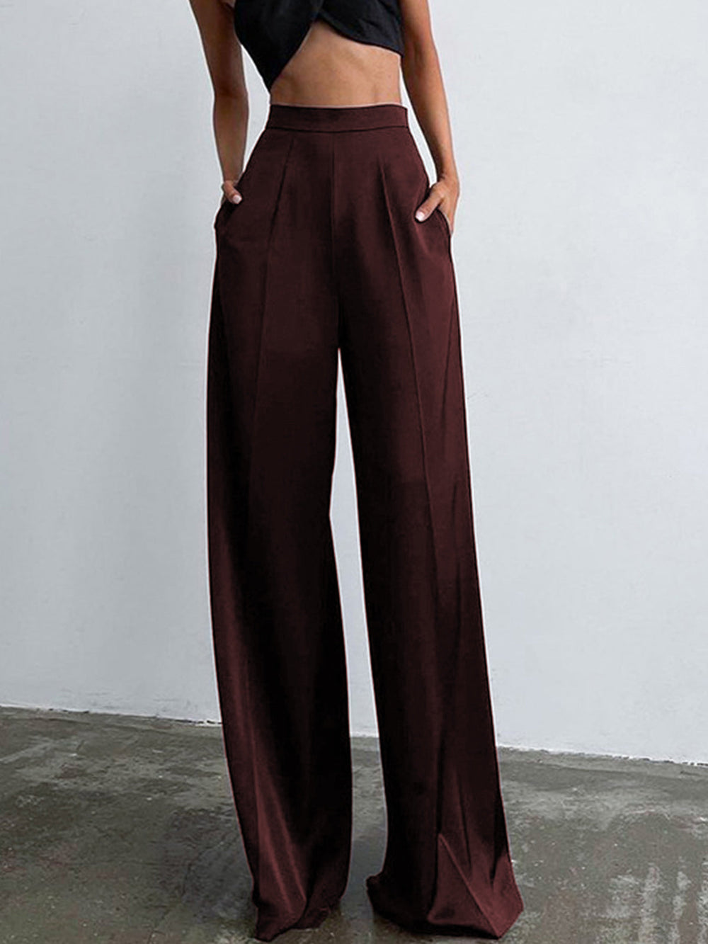 Jorielle satijnen broek dames | Oversized wijde broek met luxe glans en elegante pasvorm