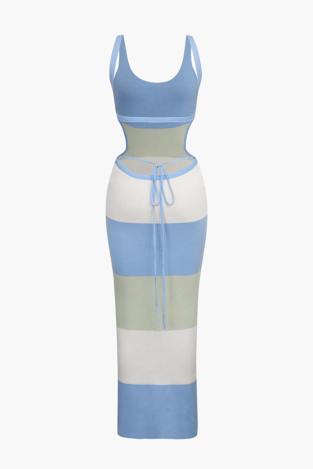 Jovia - Multikleurige Gestreepte Maxidress Met Open Rug