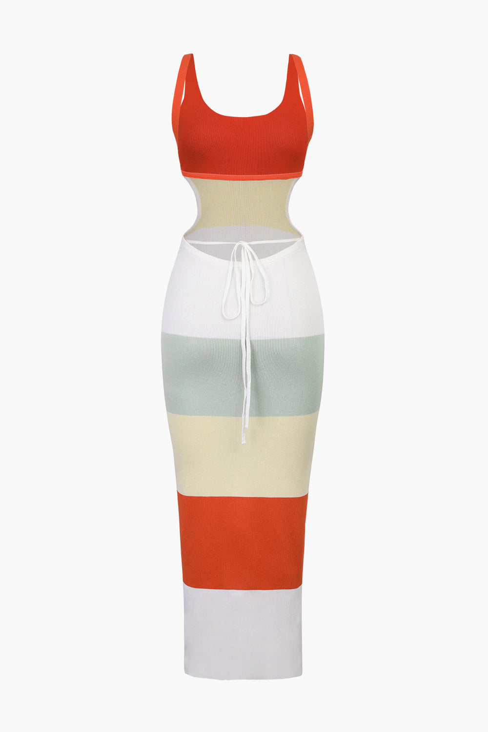 Jovia - Multikleurige Gestreepte Maxidress Met Open Rug