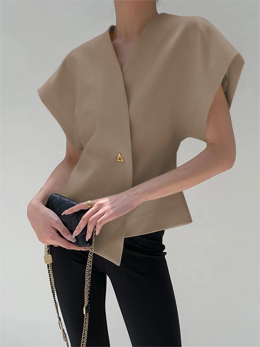 Julia - Trendy V-hals Blouse met Knopen