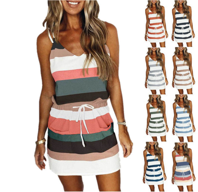 Corrie | Gestreepte Zomerjurk – Elastische Taille, Casual en Comfortabel