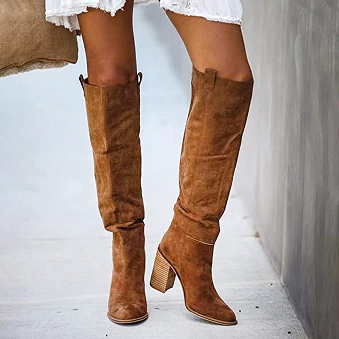 Kniehoge suede laarzen voor dames