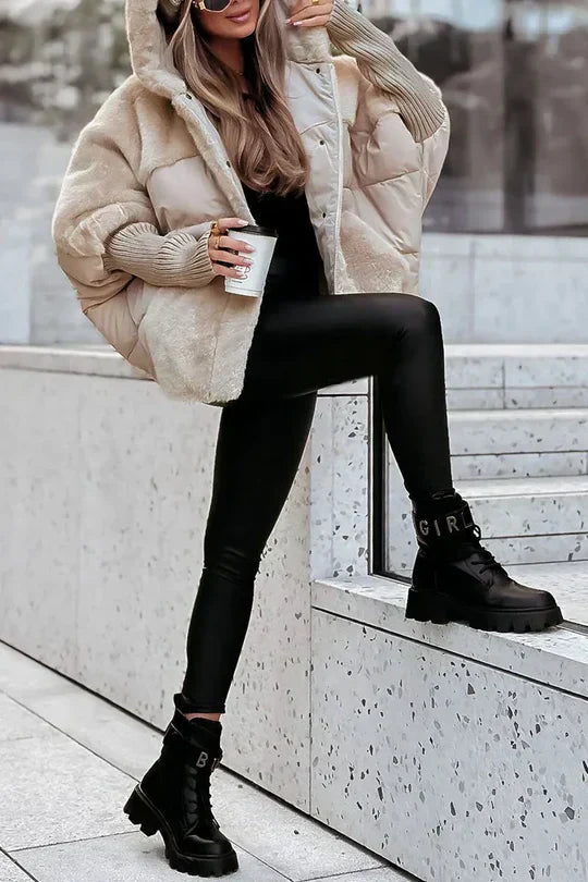 Kris Oversized Winterjas | Damesjas met capuchon en veelkleurig design
