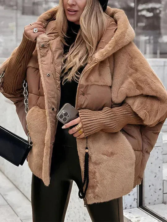 Kris Oversized Winterjas | Damesjas met capuchon en veelkleurig design