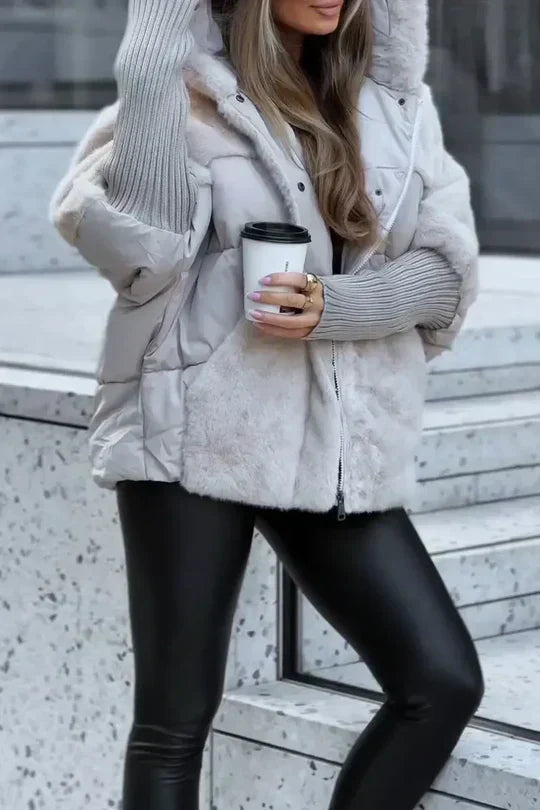 Kris Oversized Winterjas | Damesjas met capuchon en veelkleurig design