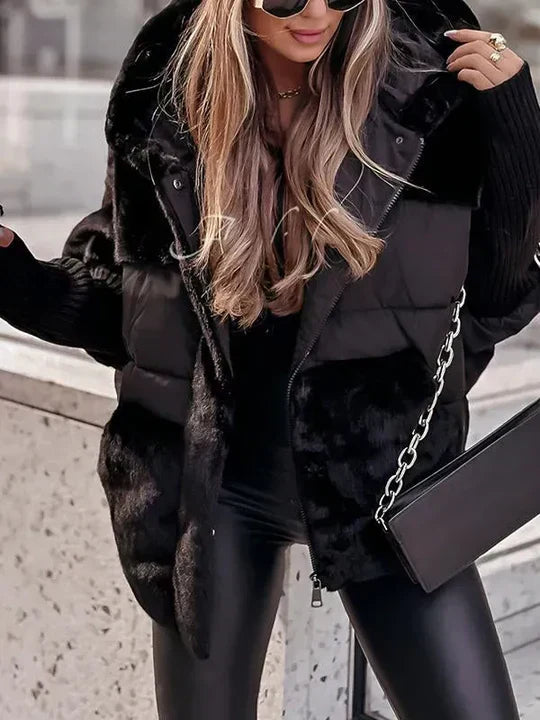 Kris Oversized Winterjas | Damesjas met capuchon en veelkleurig design