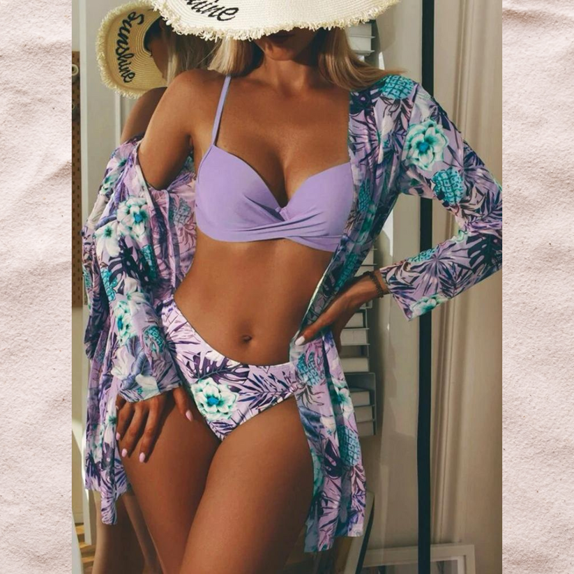 Lapina - Drie Delige Bikini Set Met Bloemenprint