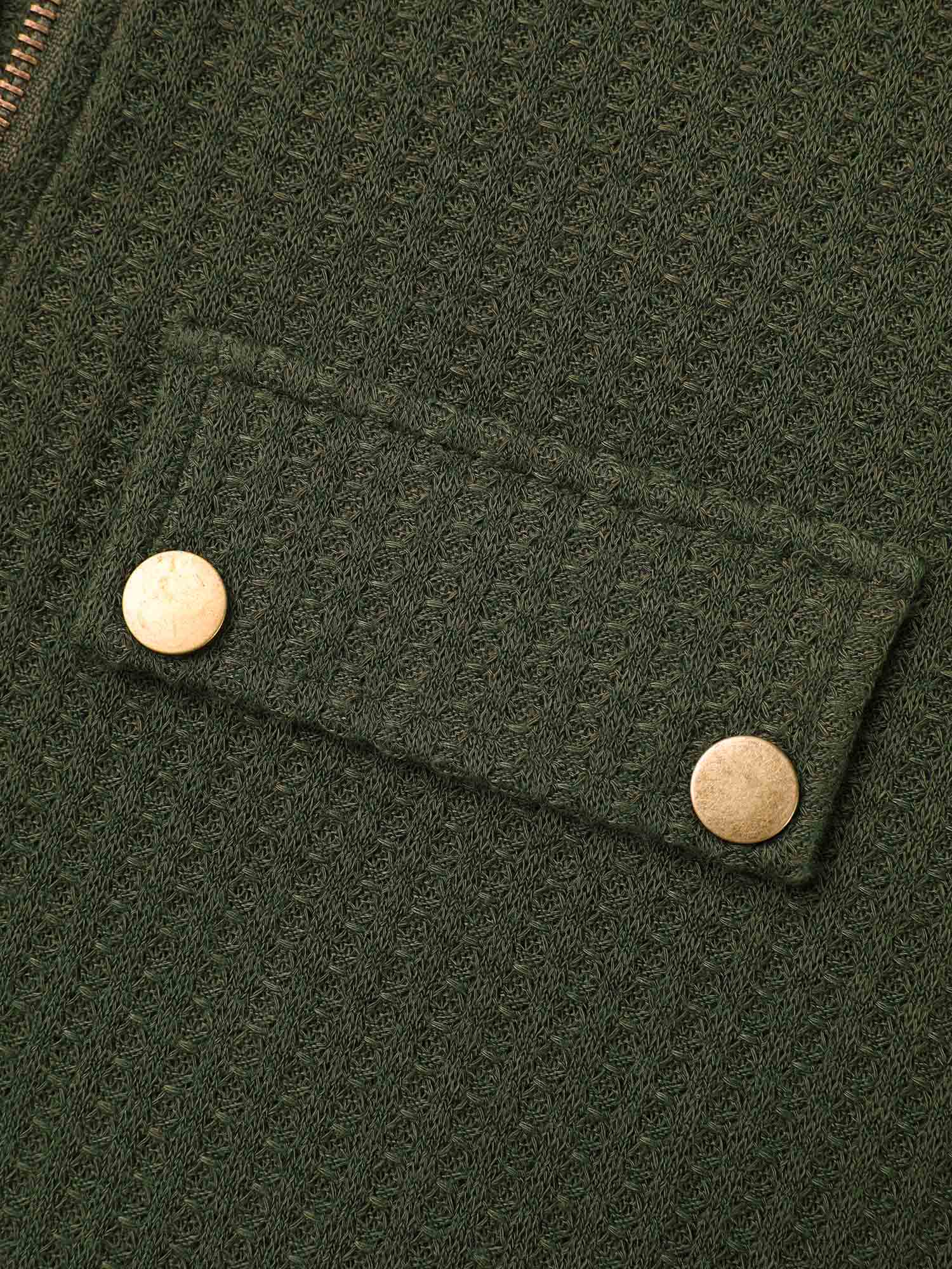 Lavinia - Gebreide top met halve rits en klepdetailzakken
