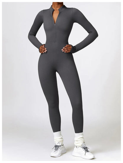 Lonnie - Jumpsuit Met Rits En Lange Mouwen