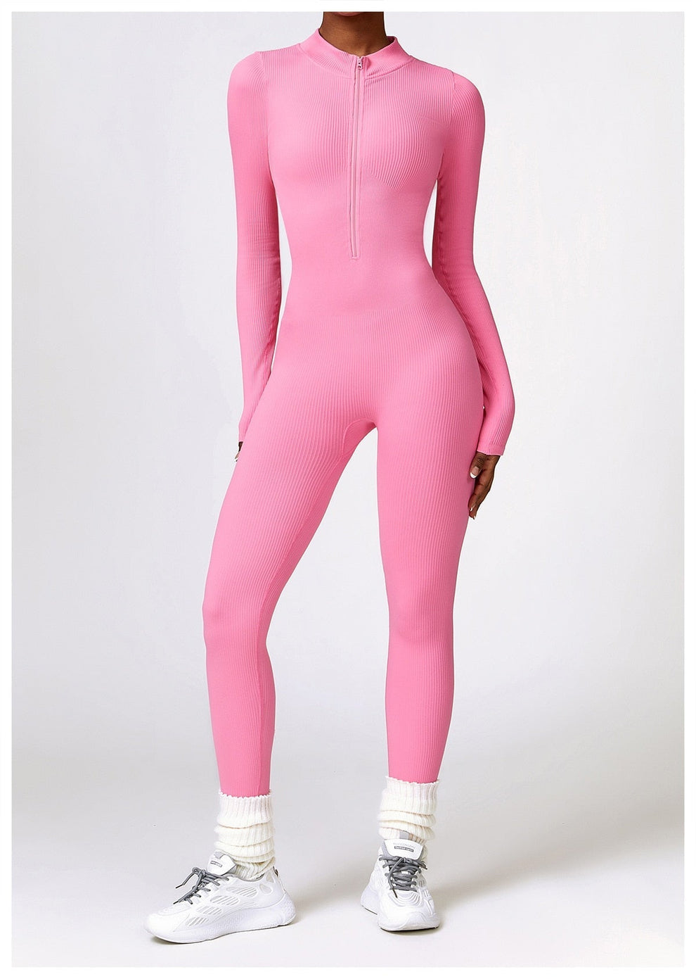 Jumpsuit dames | Lange mouwen jumpsuit met ritssluiting en flatterend silhouet