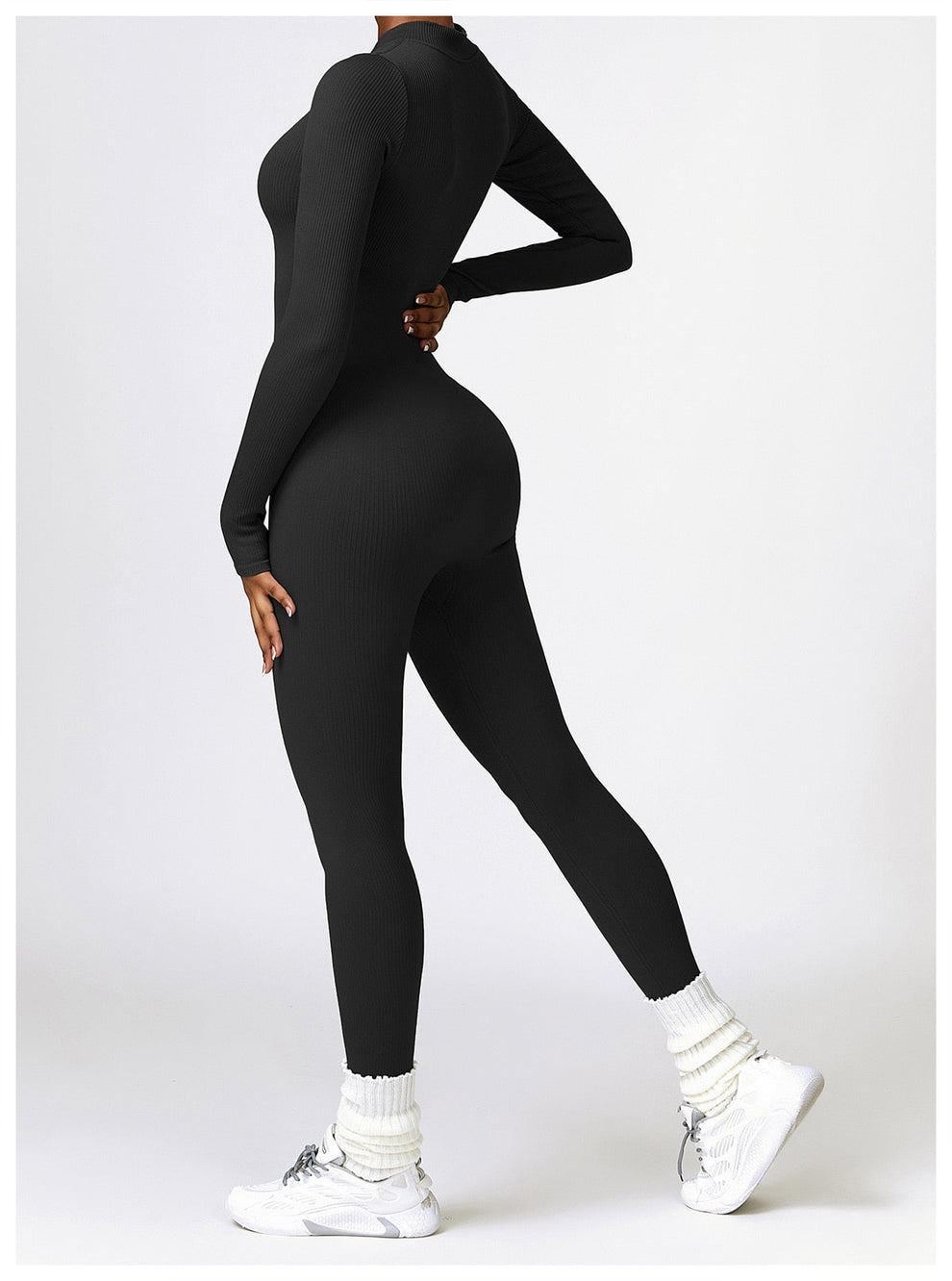 Jumpsuit dames | Lange mouwen jumpsuit met ritssluiting en flatterend silhouet