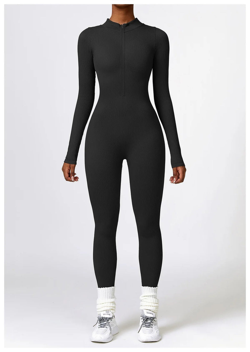 Jumpsuit dames | Lange mouwen jumpsuit met ritssluiting en flatterend silhouet