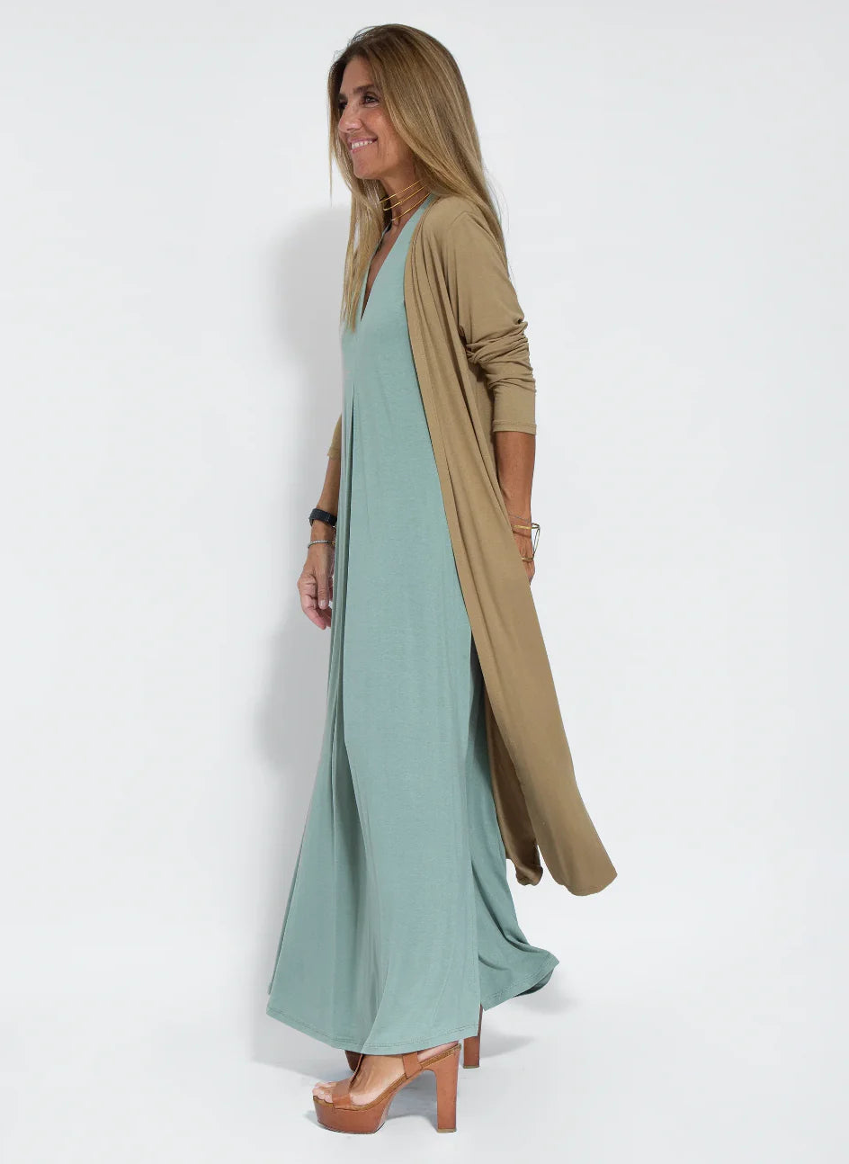 Lonny | Lange damesjurk met bijpassend vest in boho-stijl voor een elegante en veelzijdige zomerlook